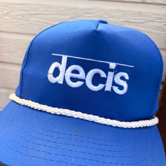 Vintage DECIS trucker hat snapback farming blue white rope - Picture 2 of 7